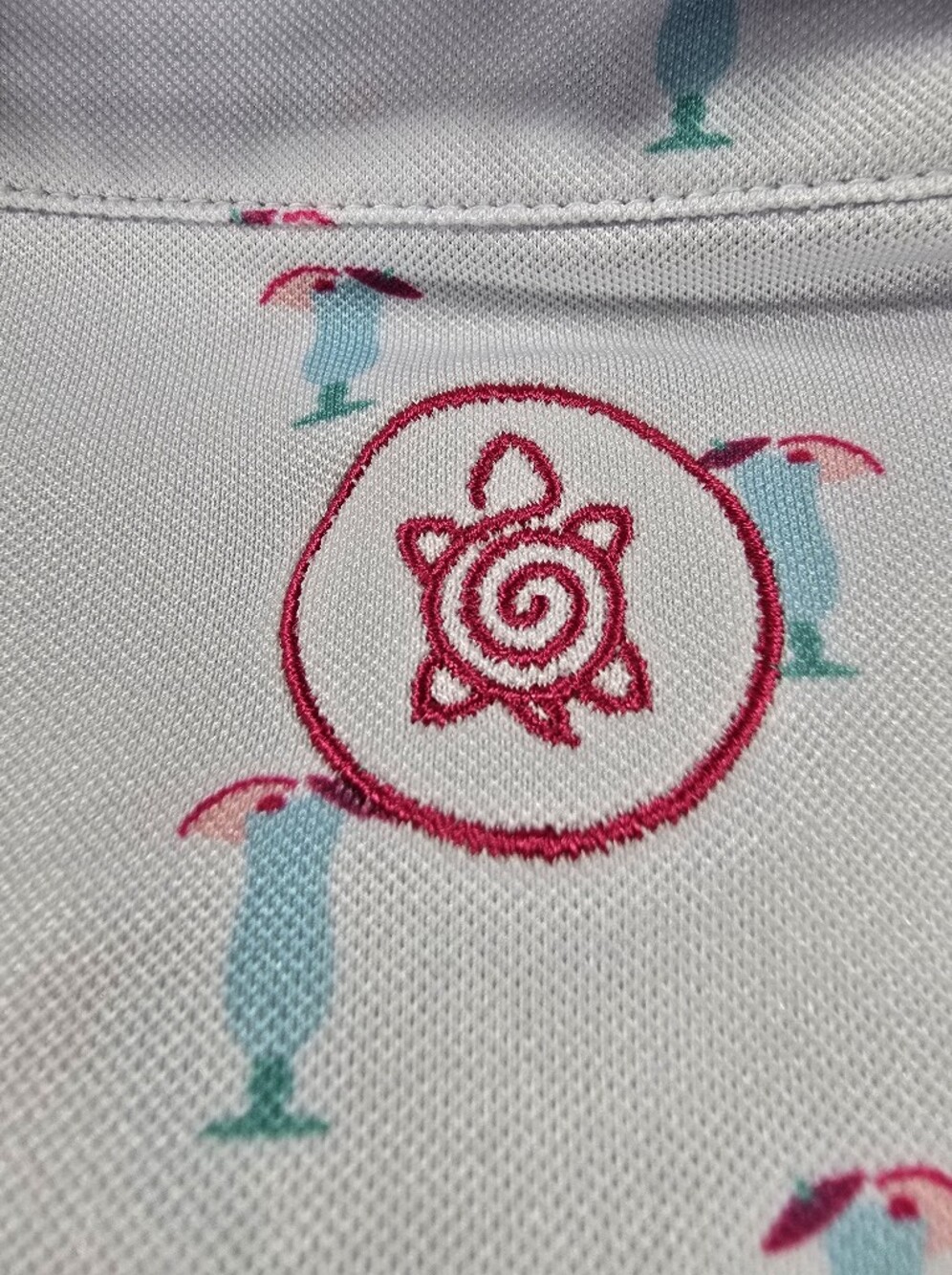 Nemacolin Turtleson XL White Mixed Drink Umbrela Golf Polo Shirt Pique Knit - Picture 9 of 9